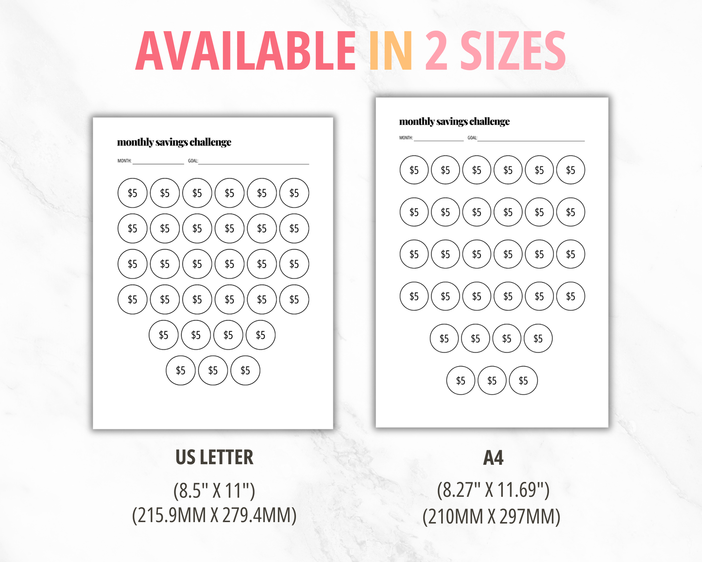 Monthly Savings Challenge Printable PDF | Savings Challenge Tracker Editable Canva Template PLR