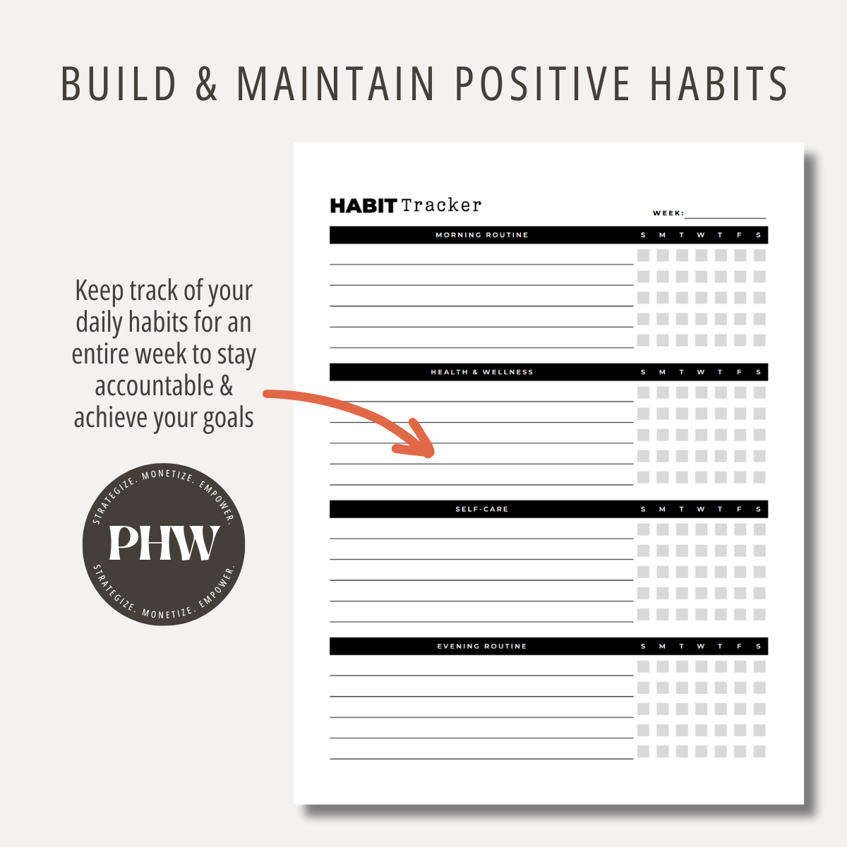 Weekly Habit Tracker Printable Habit Tracker PDF Routine Tracker Habit Chart