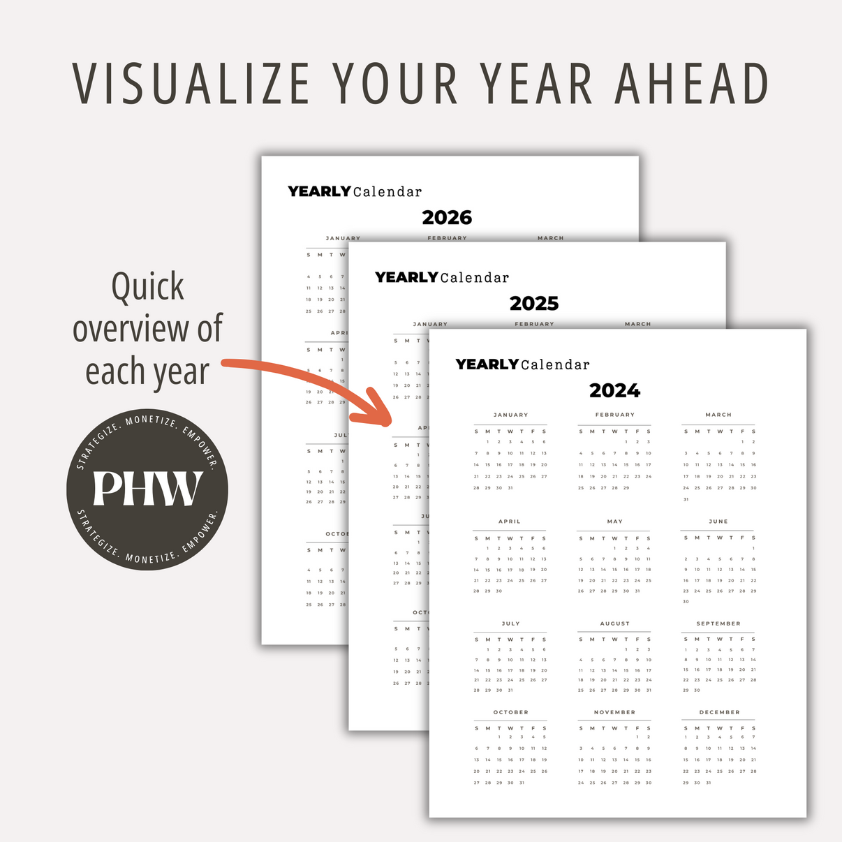 2024-2025-2026 Yearly Calendar Printable Planner PDF Calendar Bundle ...