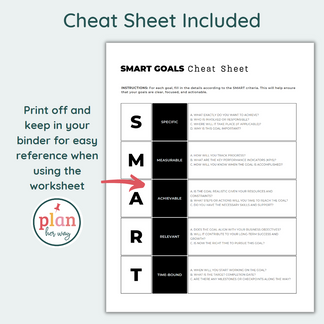 SMART Goals Cheat Sheet Printable PDF Worksheet Template – Plan Her Way