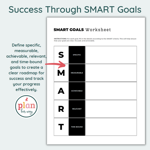 SMART Goals Cheat Sheet Printable PDF Worksheet Template – Plan Her Way