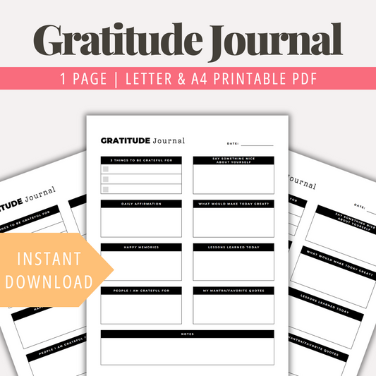 Daily Gratitude Journal PDF Printable Gratitude Diary Gratitude List