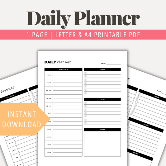 Daily Planner PDF Daily Schedule Printable Daily Planner Template Undated