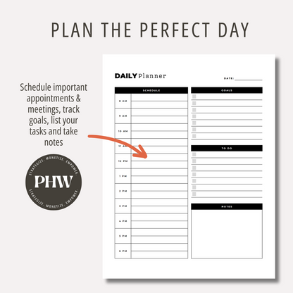 Daily Planner PDF Daily Schedule Printable Daily Planner Template Undated