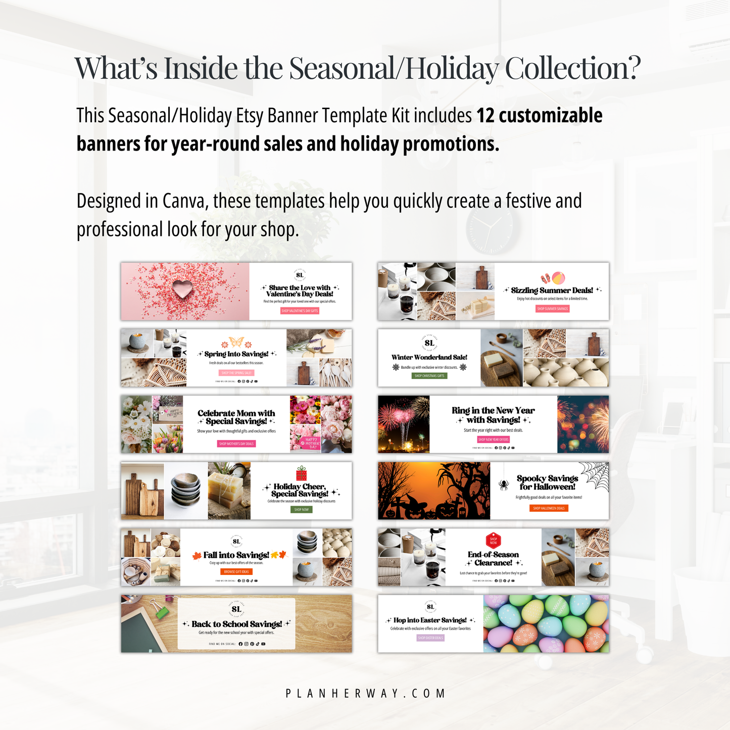 Etsy Shop Kit: Editable Holiday & Seasonal Etsy Banner Templates