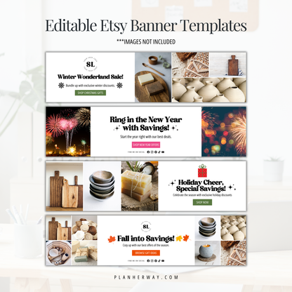 Etsy Shop Kit: Editable Holiday & Seasonal Etsy Banner Templates