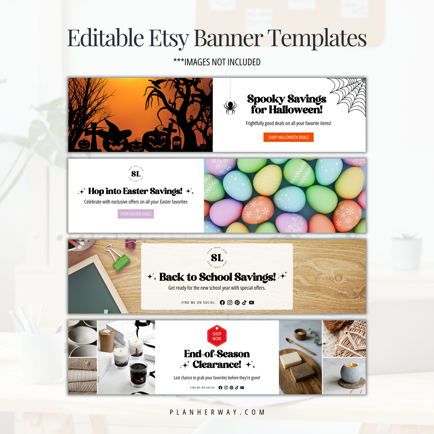 Etsy Shop Kit: Editable Holiday & Seasonal Etsy Banner Templates