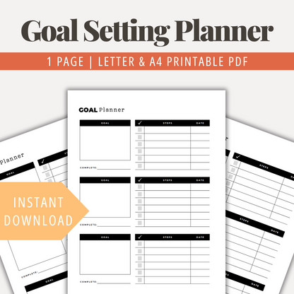 Goal Setting Planner Printable Goal Setting Notebook PDF Goal Setter Template