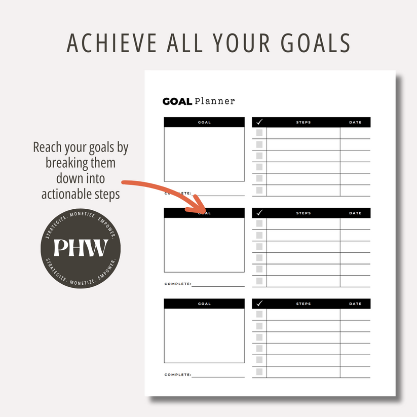 Goal Setting Planner Printable Goal Setting Notebook PDF Goal Setter T ...