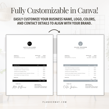 Editable Invoice Template | Small Business Canva PLR | Minimalist Design