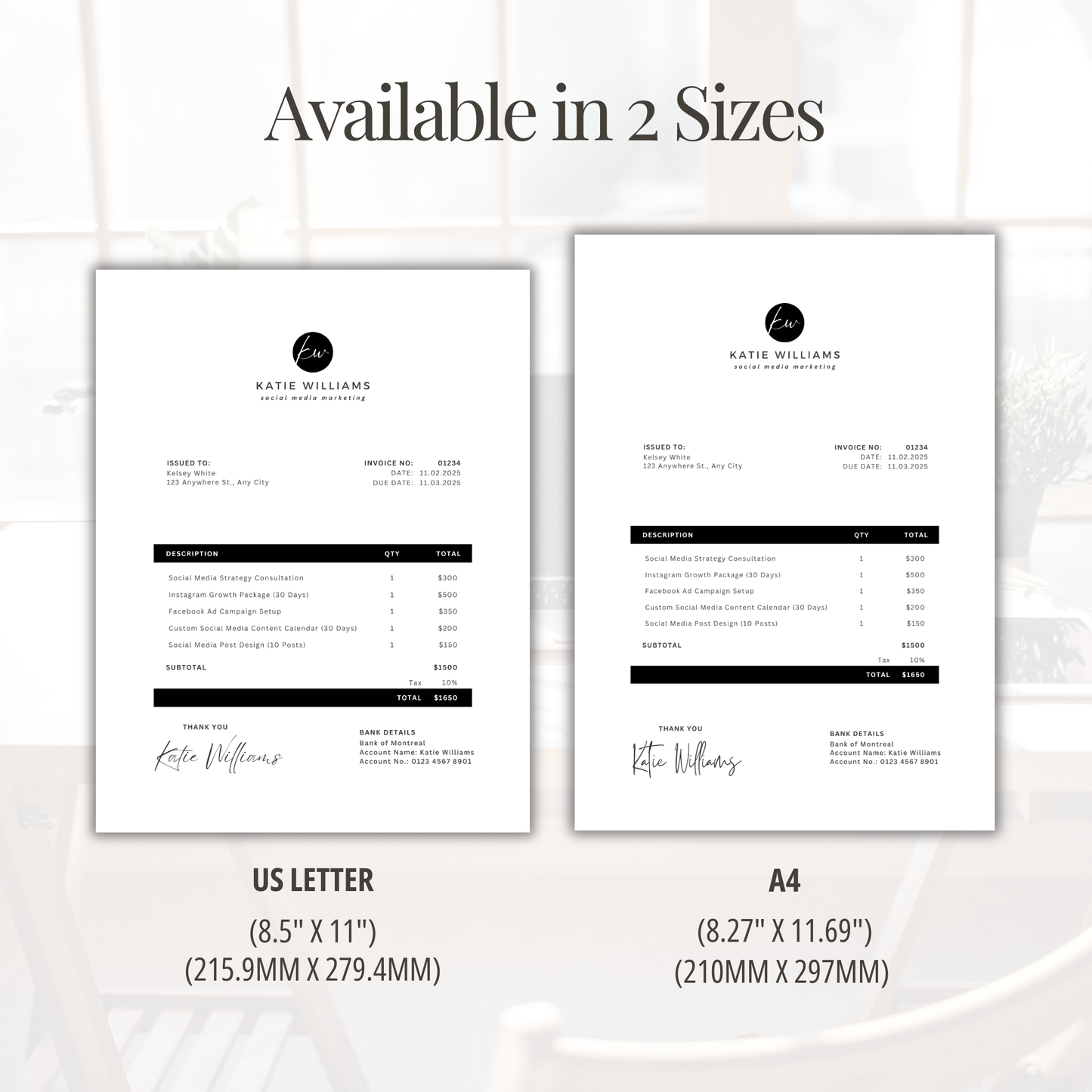 Editable Invoice Template | Small Business Canva PLR | Minimalist Design