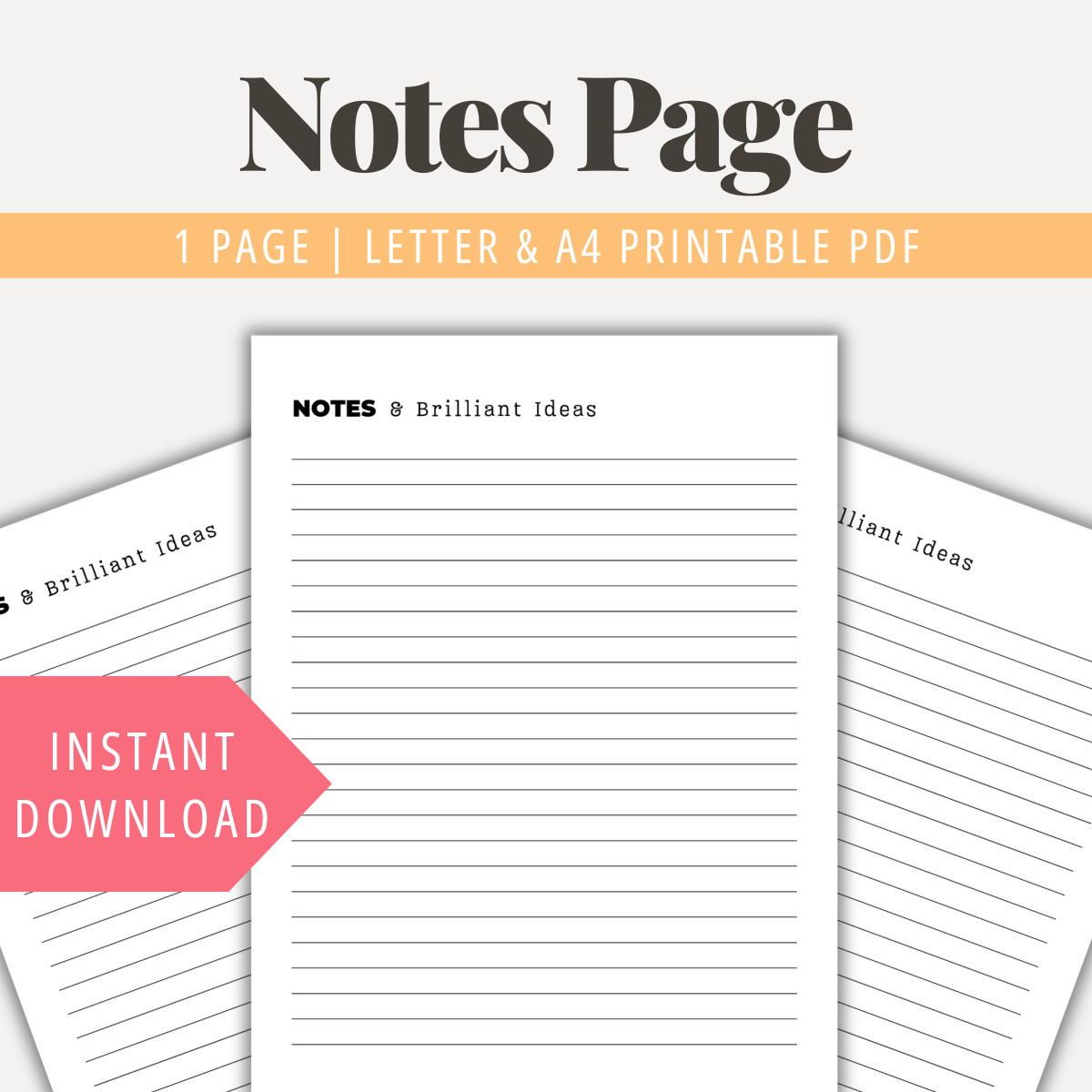 Notes Page Printable Note Taking Template PDF Printable Note Paper