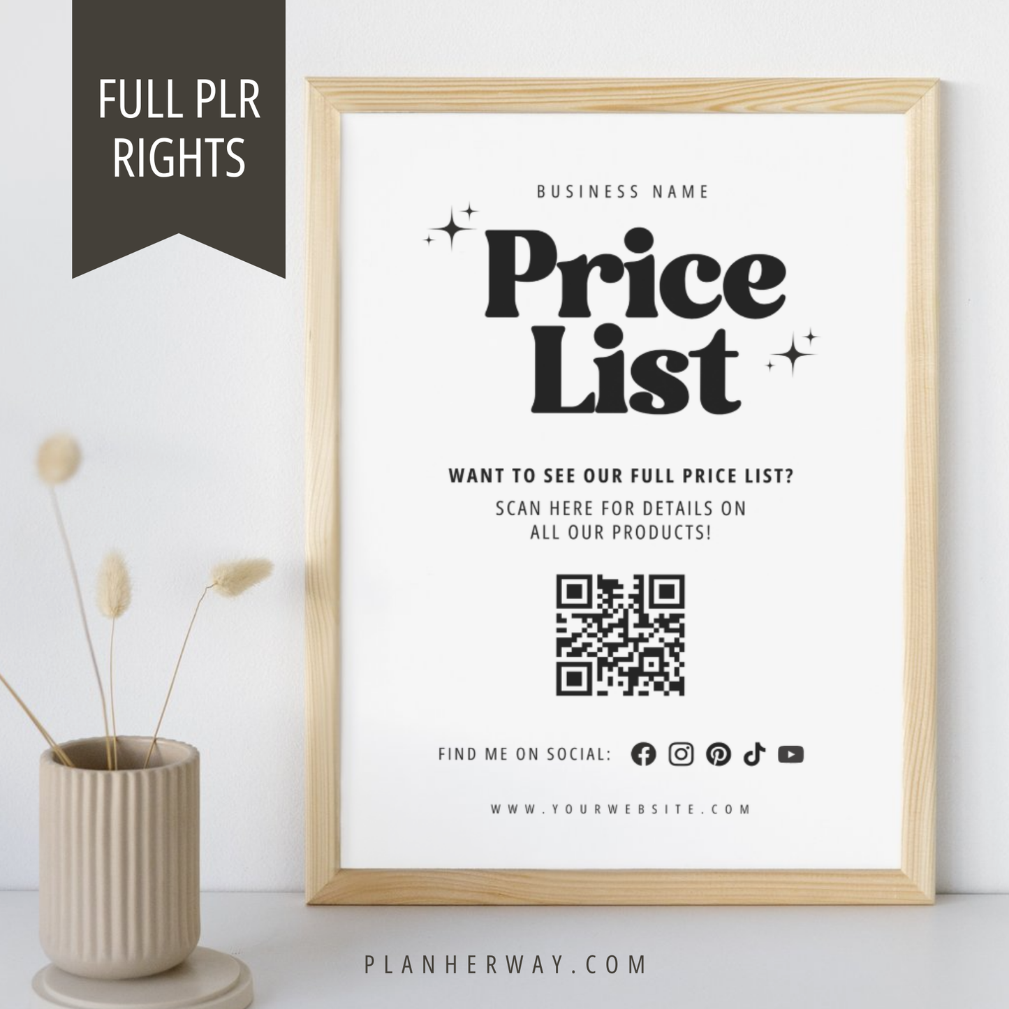 Editable Price List QR Code Sign | Canva Template PLR | Craft Show & Small Business