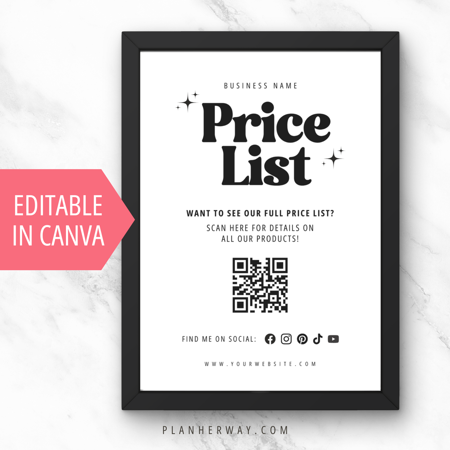 Editable Price List QR Code Sign | Canva Template PLR | Craft Show & Small Business