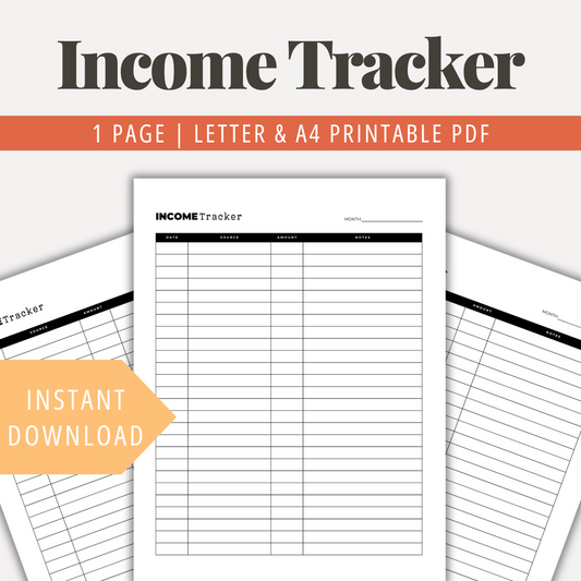 Printable Income Tracker Template Income Log PDF Income Template