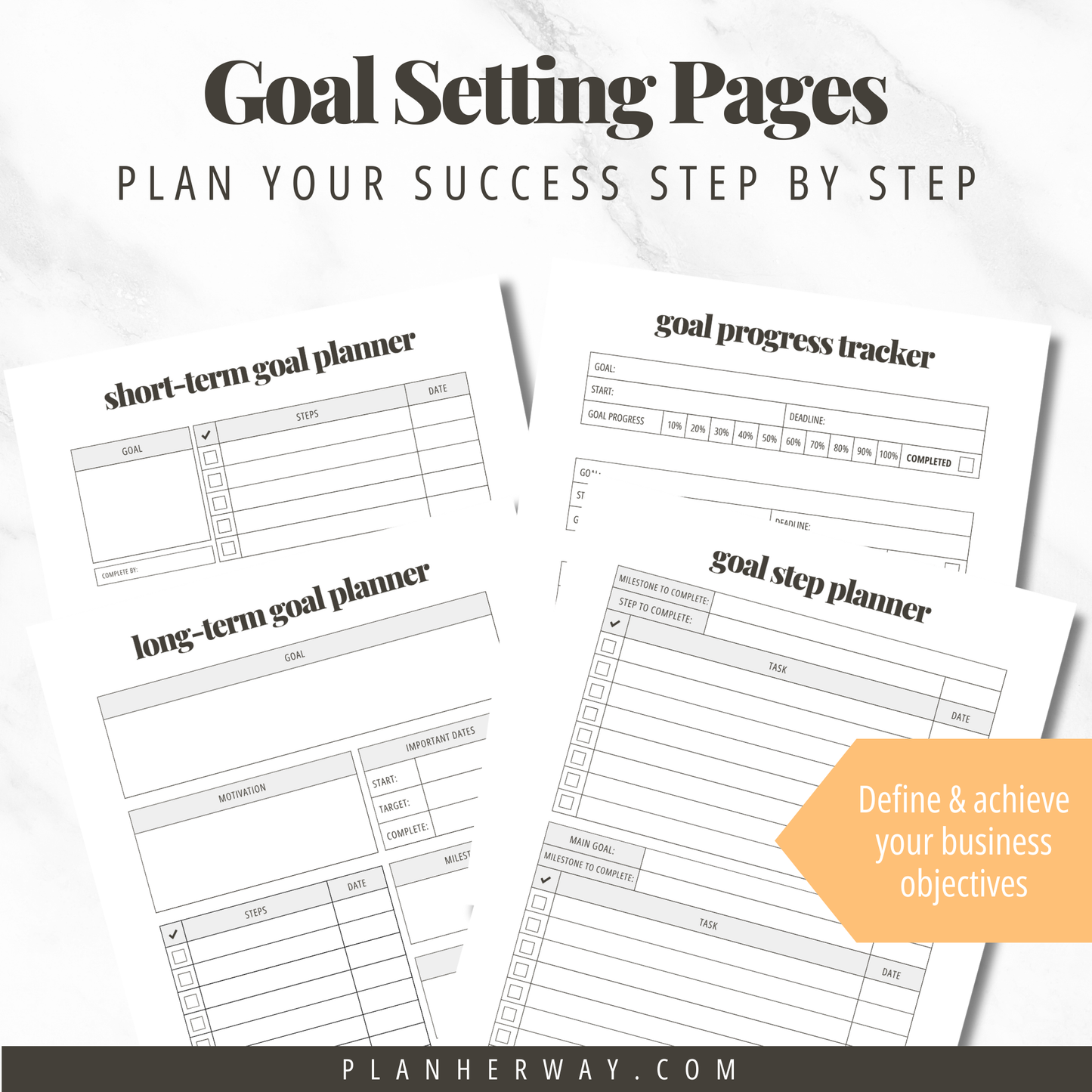 Quick Start Goal Planner for Small Business Owners Printable PDF