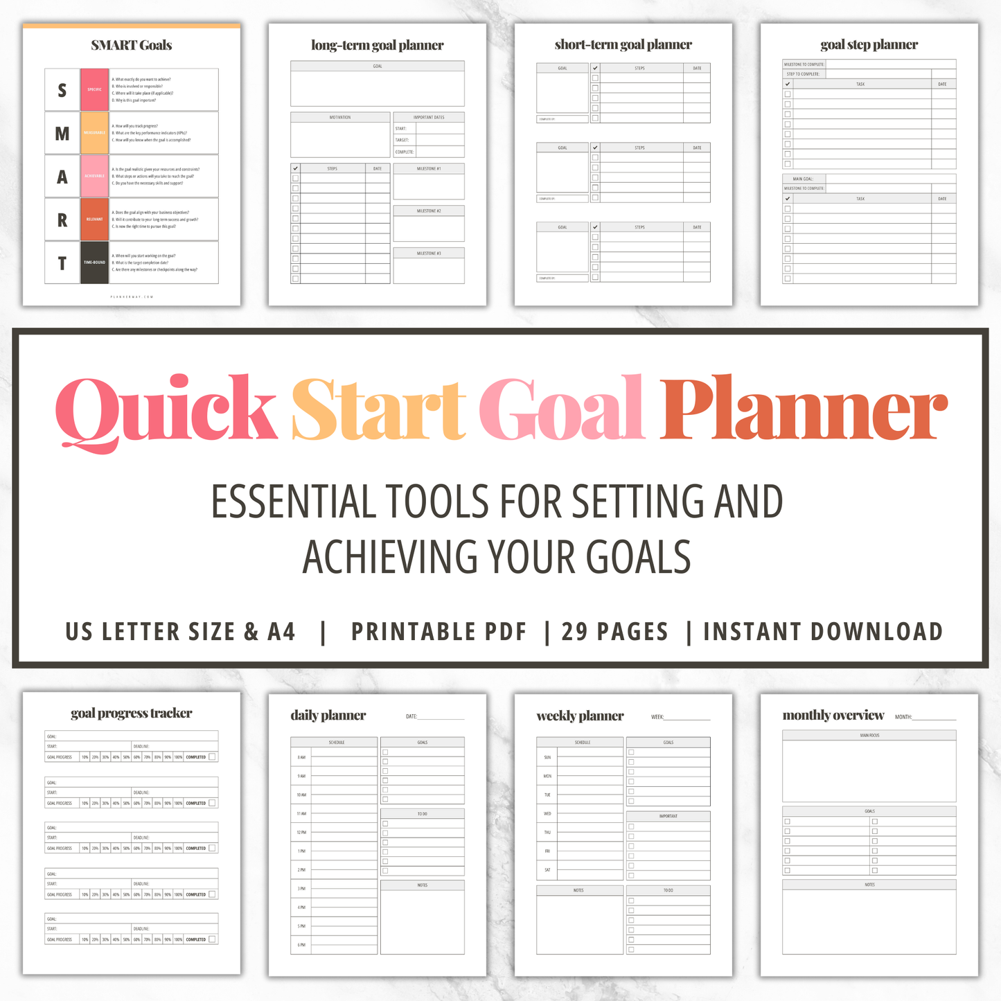 Quick Start Goal Planner for Small Business Owners Printable PDF