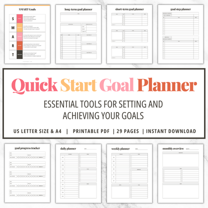 Quick Start Goal Planner for Small Business Owners Printable PDF