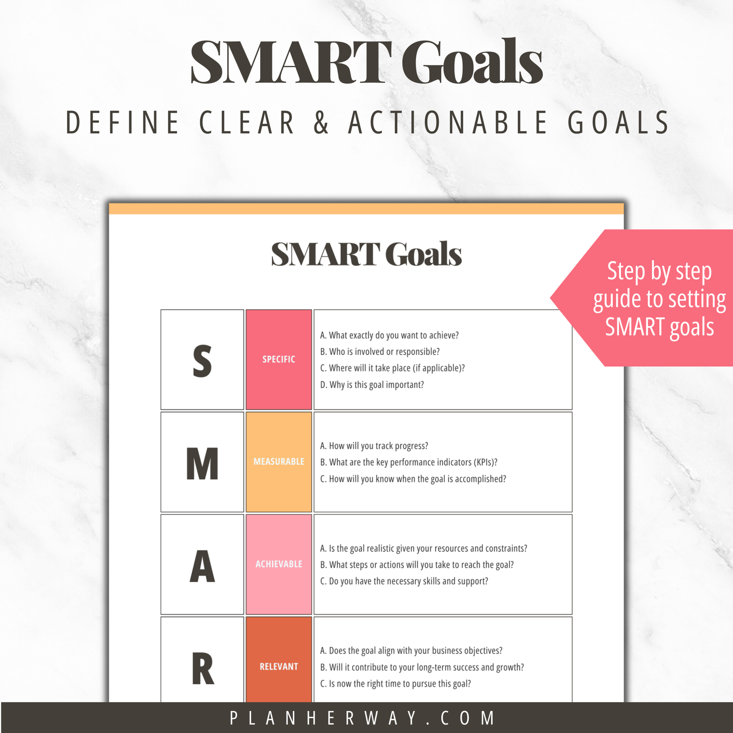 Quick Start Goal Planner for Small Business Owners Printable PDF