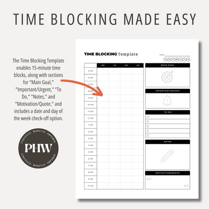 Daily Time Blocking Template Printable Time Boxing Template PDF