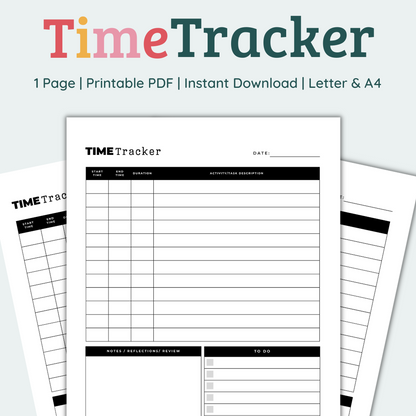 Printable Time Tracker PDF Time Tracking Worksheet