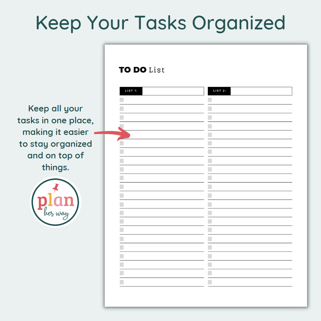 Printable To Do List PDF Task List Template