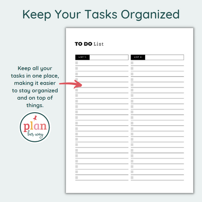 Printable To Do List PDF Task List Template