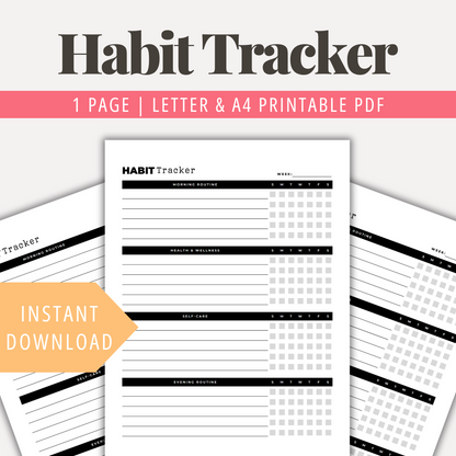Weekly Habit Tracker Printable Habit Tracker PDF Routine Tracker Habit Chart