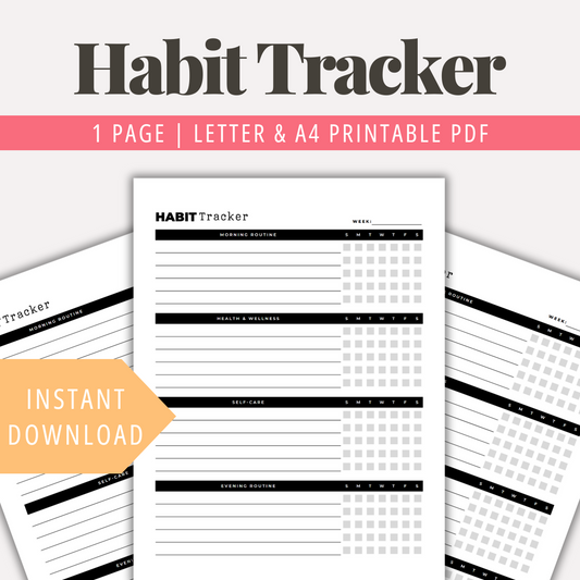 Weekly Habit Tracker Printable Habit Tracker PDF Routine Tracker Habit Chart