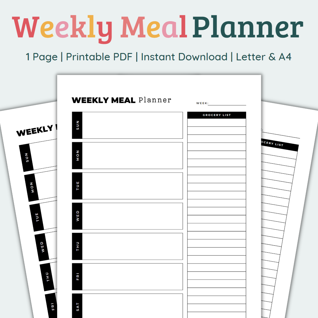 free printable weekly meal planner template pdf