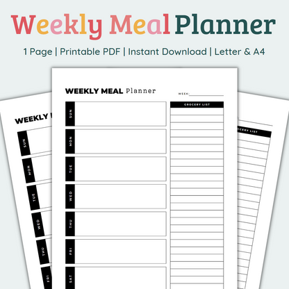 Weekly Meal Planner PDF Printable Meal Planner Template – Plan Her Way