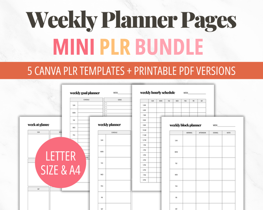 Weekly Planner PLR Bundle | Weekly Planner Templates Canva