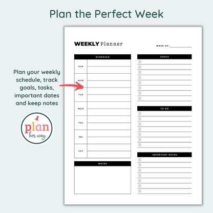 Printable Weekly Planner PDF Blank Weekly Calendar Template
