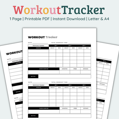 Printable Workout Tracker PDF Fitness Planner Template – Plan Her Way